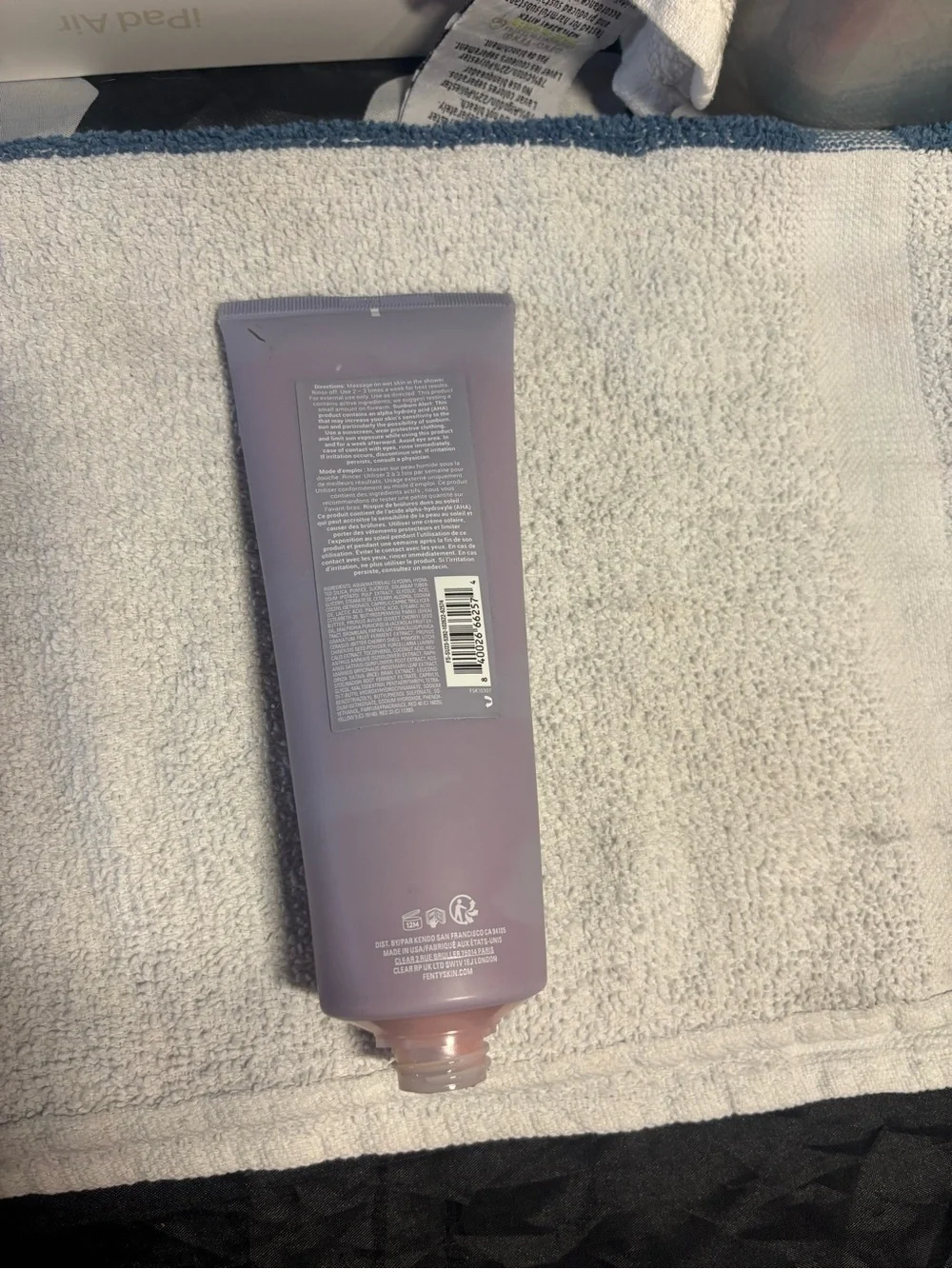 Fenty Skin Cherry Dub Body Scrub — Lavender Tube with Coral Graphic